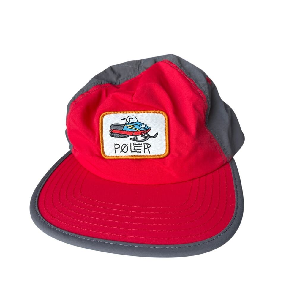 NWT POLER Wellsy Snapback Baseball Cap Hat in Red & Gray One Size